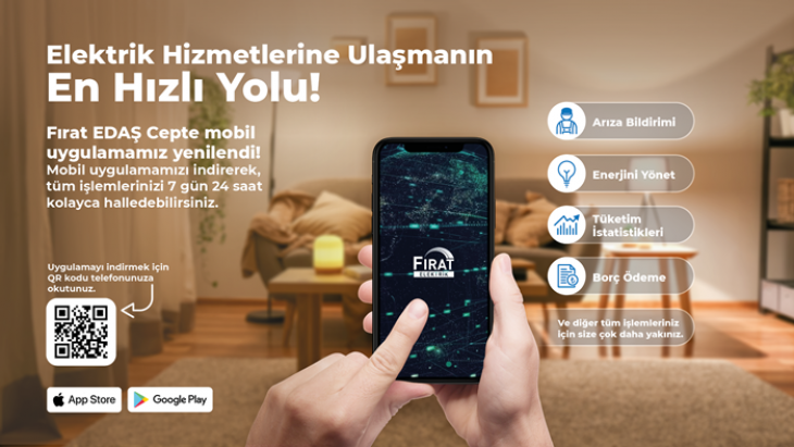 Fırat EDAŞ Cepte’ ile tüm elektrik hizmetleri parmağınızın ucunda